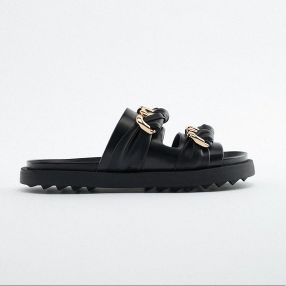 ZARA Flat Sandals with Chain Detail BNWT - Picture 4 of 7
